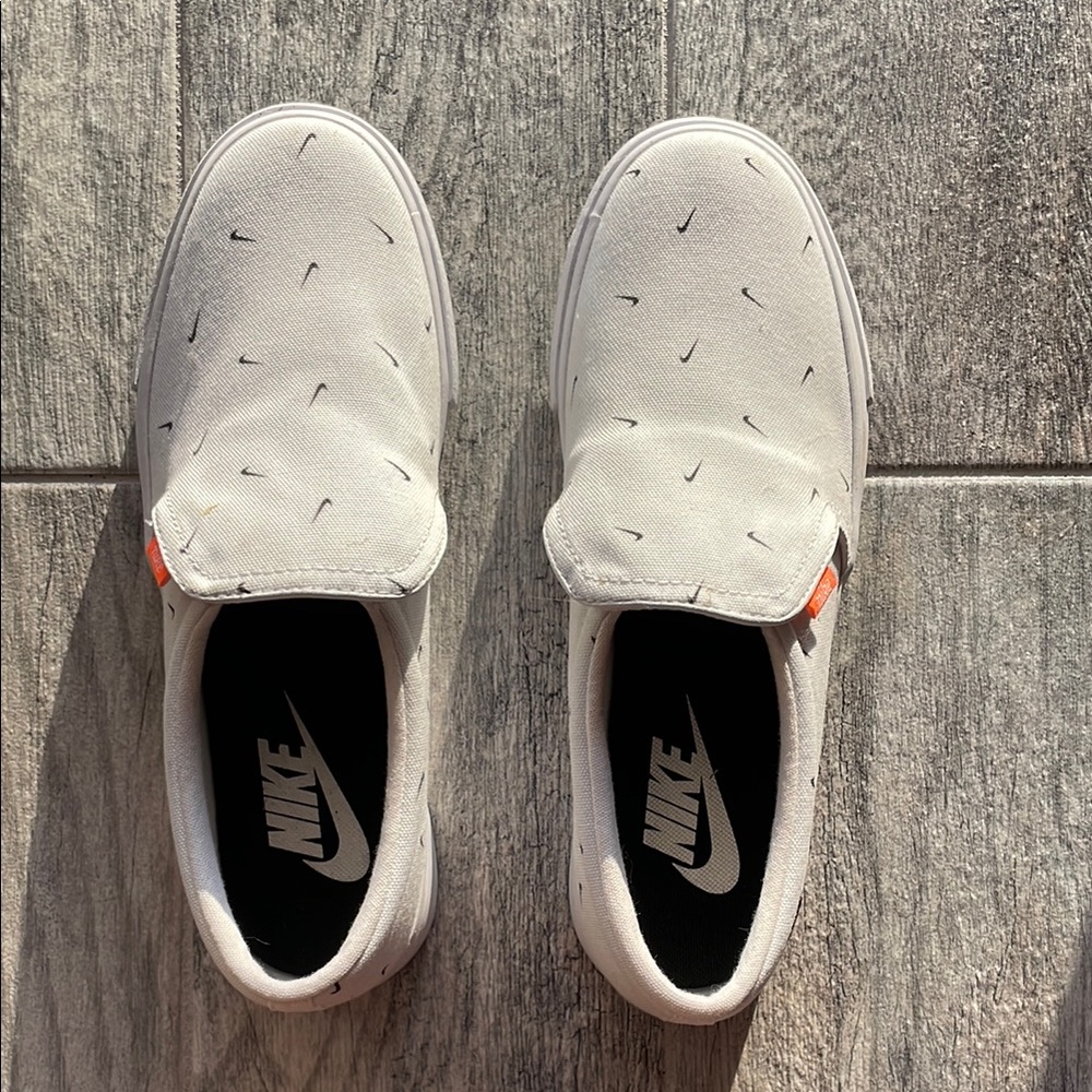 Nike White Slip-On Shoes with Black Accents
